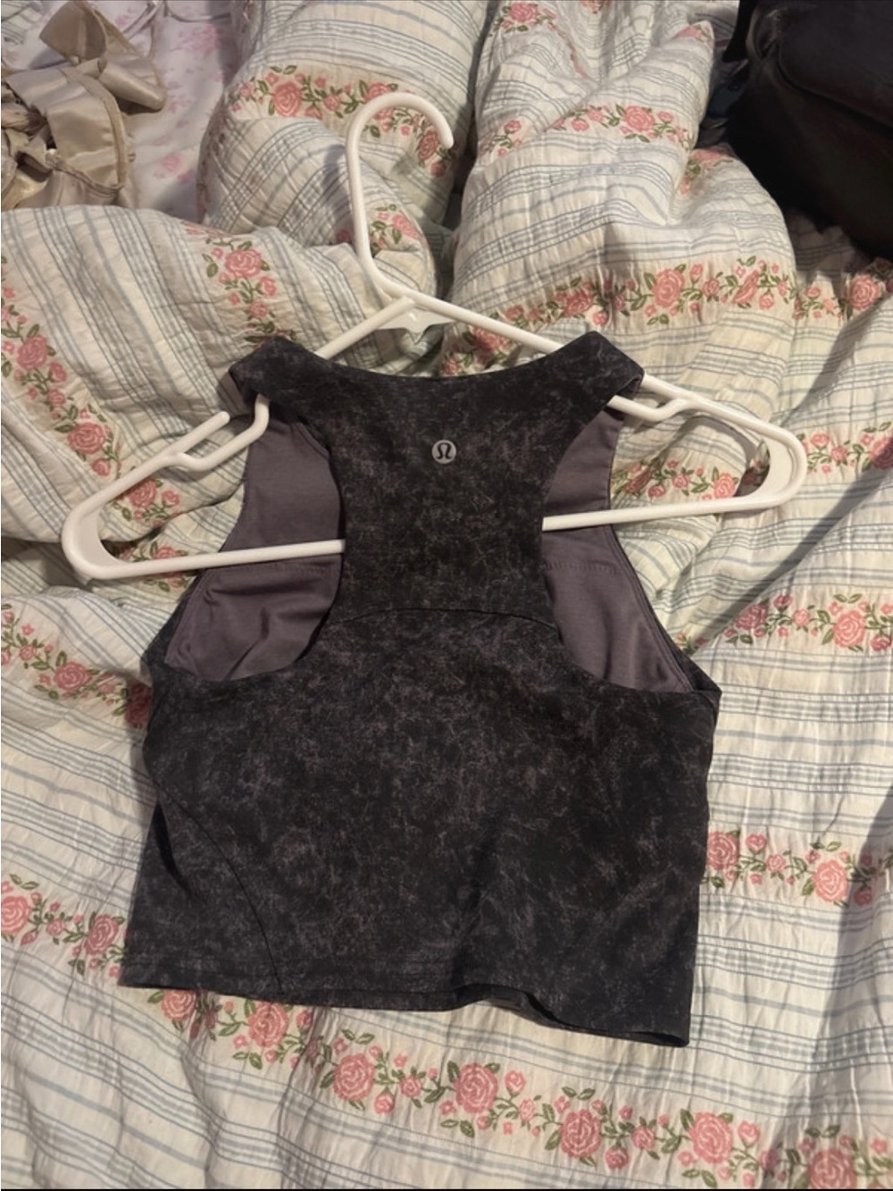 Lululemon Black Marbled Racerback Sports Bra